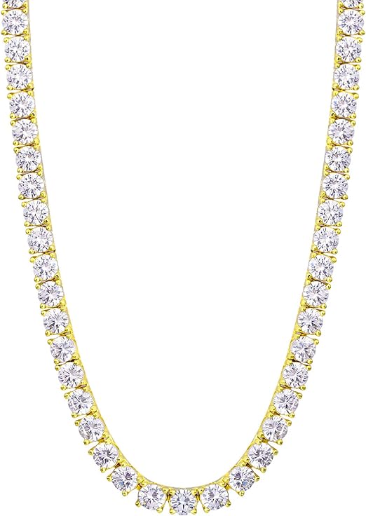 【¥ellow $wan】KRKC & CO テニスネックレス 4mm CZダイヤ テニス ネックレス メンズ ホワイトゴールド